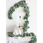 Miracliy 6.5ft Eucalyptus Garland with Willow Leaves Faux Greenery Vine for Wedding Backdrop Mantel Table Runner Party Home Decor