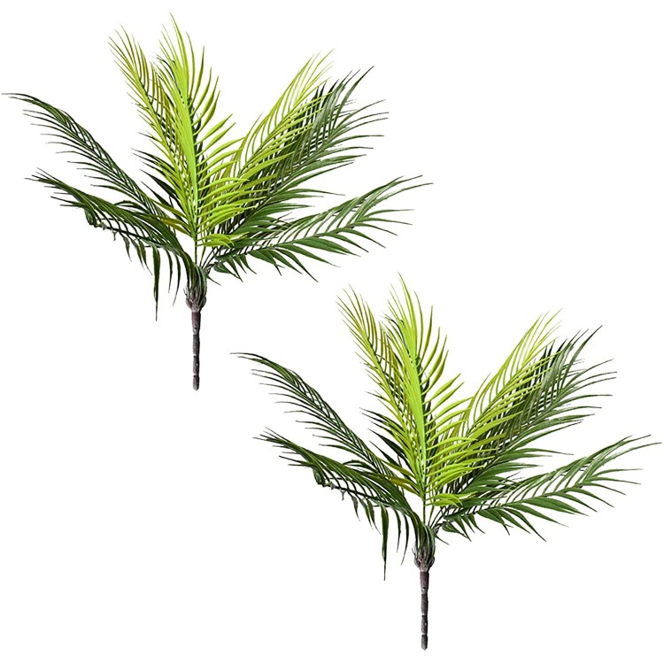MSUIINT 2 Pcs Artificial Palm Leaves 19.7 Inch Artificial Plants Greenery Tropical Palm Leaves Branches Fake Palm Tree Leaf Flower Arrangement for Kitchen Party Wedding Home Decor