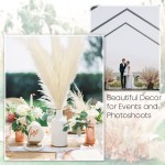 My Snazzy Décor Faux Pampas Grass Tall Pampas Grass Home Decor with Long Fluffy Plumes Boho Living Room Decor Artificial Decorative Grass for Office Party Events 45 Stalks 3-Pack Beige