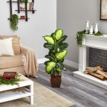 Nearly Natural Golden Dieffenbachia with Decorative Planter Green