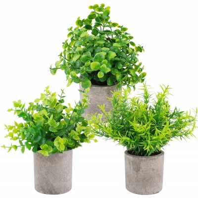 OUTLEE 3 Pack Artificial Potted Plants Eucalyptus Boxwood and Rosemary Plants Mini Fake Greenery for Office Wedding Tabletop Farmhouse Home Decor