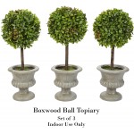 Pure Garden Faux Boxwood– 3 Matching Realistic 12.5 Tall-Round Topiary Arrangements in Decorative Urns for Indoor Home or Office Set of 3 Green