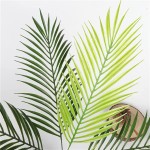 Rozwkeo 2pcs Artificial Tropical Palm Leaf Bushes Faux Green Fronds Plant in Plastic Areca Palm Plant 9 Leaves Palm Tree 50 cm Tall for Tropical Greenery Accent Floral Arrangement Home Wedding Decor