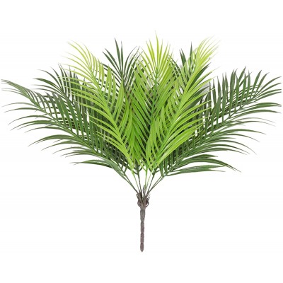 Rozwkeo 2pcs Artificial Tropical Palm Leaf Bushes Faux Green Fronds Plant in Plastic Areca Palm Plant 9 Leaves Palm Tree 50 cm Tall for Tropical Greenery Accent Floral Arrangement Home Wedding Decor