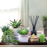 Set of 3 Assorted Small Potted Succulents Plants Decorations Green Fake Aloe Succulents in Rustic Wooden Pots for Home Living Room Bathroom Table Centerpiece Windowsill Shelf Office Desk Indoor Decor