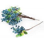 SHACOS Artificial Flowers Blue Berry Stems 20 PCS with Green Leaves 9.8 inch Blueberry Pick Blue Berry Spray Floral Arrangement Bouquet Filler for Home Wedding Party Decoration 20 PCS Blueberry