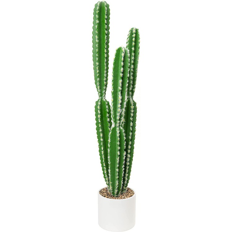Simple Elements Faux Euphorbia Cactus with Ceramic Pot | Artificial Cactus Plant with Pot | Lightweight for Home Décor Event Décor Outdoor Décor Party Décor and Wedding Décor | 34 H x 6 W Pot