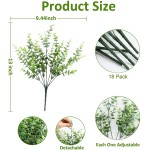 THE BLOOM TIMES 18 Pack Artificial Greenery Stems Fake Greenery Boxoowd Picks Faux Plants Outdoor UV Resistant for Farmhouse Home Garden Patio Wedding Indoor Outside Decor in Bulk Wholesale