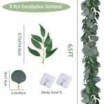Trimgrace 2 Pack 6.5 Feet Artificial Eucalyptus Garland with Willow Leaves Faux Greenery Garland Swag for Wedding Party Home Table Runner Arch Decor
