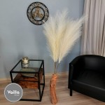 Vailla Beige Faux Artificial Fake Pampas Grass Large Bundle x3 Tall 115cm 45 Extra Fluffy Stems Decorative Branches Pompous Grass for Home Decor Wedding Photography Elegant Boho Chic Accents