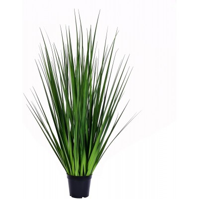 Vickerman Everyday 36" Artificial Extra Full Green Grass With Black Plastic Pot Faux Grass Plant Decor Home Or Office Indoor Greenery Accent