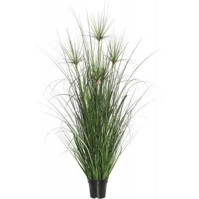 Vickerman Everyday 36" Artificial Green Brushed Grass With Black Plastic Pot Faux Grass Plant Decor Home Or Office Indoor Greenery Accent