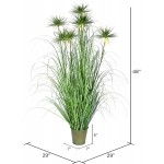 Vickerman Everyday 48 Artificial Green Grass And Cyperus Heads With Iron Pot Faux Grass Plant Decor Home Or Office Indoor Greenery Accent Maintenance Free