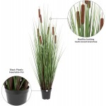 Vickerman Everyday 48 Artificial Green Straight Grass And Cattails With Black Plastic Pot Faux Grass Plant Decor Home Or Office Indoor Greenery Accent