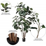 Vickerman Everyday 5' Potted Artificial Green Rubber Tree. Black Plastic Pot Lifelife Home Or Office Decor Faux Potted Tree Maintenance Free