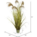 Vickerman Everyday 55 Artificial Green Grass And Natural Reeds With Iron Pot Faux Grass Plant Decor Home Or Office Indoor Greenery Accent Maintenance Free