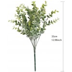 Wellindecor 4 Pcs Artificial Flocking Eucalyptus Leaves Plant Faux Greenery Stems in Dusty Green for Christmas Holiday Winter Décor Wedding Jungle Theme Party Home Décor
