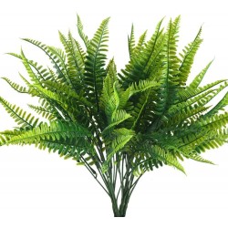 XHXSTORE 4 Bundles Faux Fern Plants Bushes Outdoor Small Artificial Ferns Plants Plastic Faux Greenery Shrubs for Outside Spring Garden Patio Hanging Planters Home Office Kitchen Decor 15.7 Inch