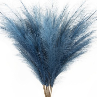 ZIFTY 7-Pcs 38" 3.1FT Faux Pampas Grass Large Tall Fluffy Artificial Fake Flower Boho Decor Bulrush Reed Grass for Vase Filler Farmhouse Home Wedding Decor Blue