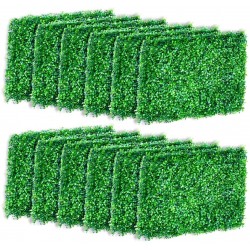 ZXMOTO 23.6"x15.7" Artificial Boxwood Hedge Panels 12PCS Artificial Boxwood Panels Topiary Hedge Plant Faux Grass Wall Decoration Faux Greenery Wall Panel for Indoor Outdoor Garden Backyard Home Decor