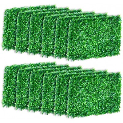 ZXMOTO 23.6"x15.7" Artificial Boxwood Hedge Panels 12PCS Artificial Boxwood Panels Topiary Hedge Plant Faux Grass Wall Decoration Faux Greenery Wall Panel for Indoor Outdoor Garden Backyard Home Decor