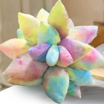 17.7in Succulent Pillow Cute Stuffed Plant Plush Pillows 3D Succulents Cactus Pillow Novelty Plush Cushion for Garden Bedroom Home Decor Colorful