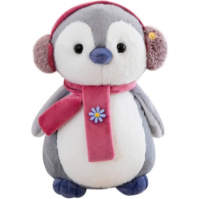 97Sanpang Plush Toy for Kids Snuggly Stuffed Simulation Penguin with Earmuffs Plush Toy Birthday Gift for Boys Girls Friends Home Decor Sleep Pillow Family Bed Plush Doll Christmas Medium