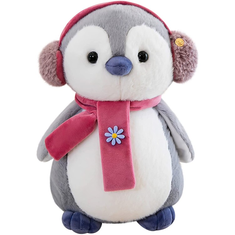 97Sanpang Plush Toy for Kids Snuggly Stuffed Simulation Penguin with Earmuffs Plush Toy Birthday Gift for Boys Girls Friends Home Decor Sleep Pillow Family Bed Plush Doll Christmas Medium