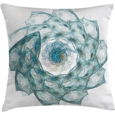Ambesonne Spires Throw Pillow Cushion Cover Flower Shaped Spiral Digital Vortex Pattern with Colored Elements Image Decorative Square Accent Pillow Case 18" X 18" Teal