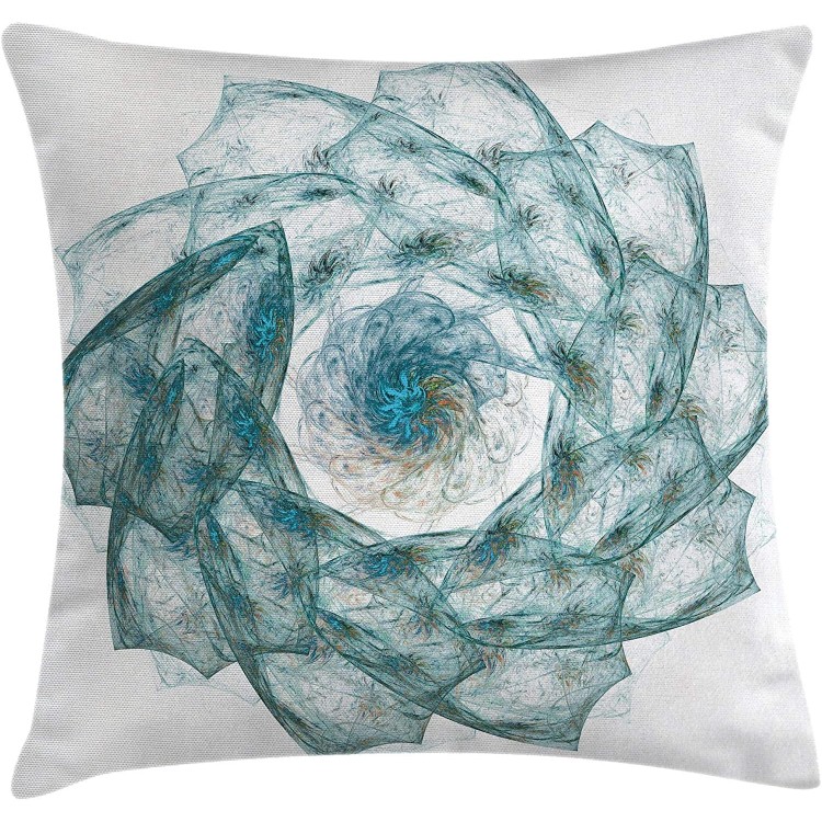 Ambesonne Spires Throw Pillow Cushion Cover Flower Shaped Spiral Digital Vortex Pattern with Colored Elements Image Decorative Square Accent Pillow Case 18 X 18 Teal