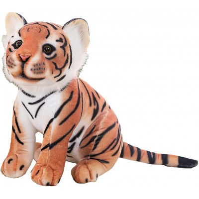 Baigterd Realistic Tiger Fluffy Toy 20-50 cm Cuddly Toy Tiger Soft Toy Throw Pillow Home Decor Tiger Plush Toy for Birthday Christmas Thanksgiving New Year Gifts,Brown,28cm