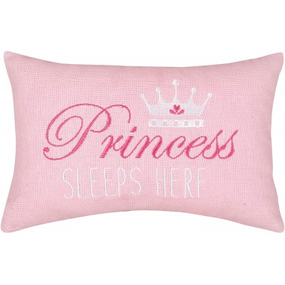 C&F Home Princess Sleeps Here Decor Decoration Throw Pillow Pink Graphic Embroidered Novelty Throw Pillow for Girls Kids Extra Small 6 x 9 Pink