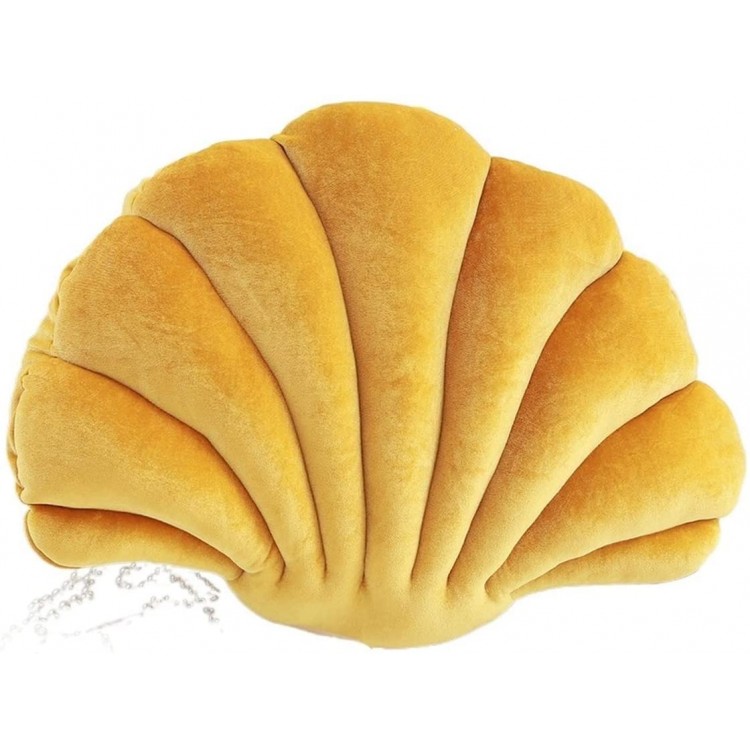 Davishao Shell Stuffed Pillow Dream Velvet Pillow Sea Shell Home Decor Bed Sofa Cushion Decor Gift Color : Yellow Height : 46X33cm