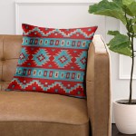 Emvency Throw Pillow Cover Red Santa Southwest Turquoise Western Decorative Pillow Case Home Decor Square 20 x 20 Inch Pillowcase