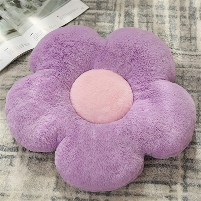 Flower Shaped Floor Tufted Lounging Pillow Seating Cushion Home Decorative,for Cute Room Decor for Girls,Teens Tweens & Toddlers,Reading Nook,Game Playing,Watching TV 17.7inch Purple