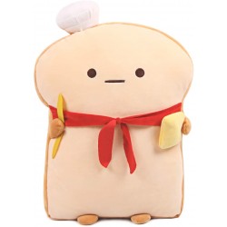 Funny Toast Sliced Bread Pillow,Bread Shape Plush Hugging Pillow with Red Scarf,Soft Toast Food Sofa Cushion for Home Decor,Gift for Kids Birthday Valentine Christmas 12.99''x15.75''