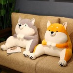 GEGENUOYI Cartoon Shina Inu Dog Waist Pillow Animal Seat Cushion Japanese Style Plush Sofa Chair Pillow Home Decor Children Gifts Gray,45CM 17inch