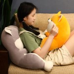 GEGENUOYI Cartoon Shina Inu Dog Waist Pillow Animal Seat Cushion Japanese Style Plush Sofa Chair Pillow Home Decor Children Gifts Gray,45CM 17inch
