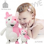 IUTOYYE Pink White Rabbit Plush Girls Youth Bunny Pillow Toy Home Decor Adornment Doll for Birthday Party 35cm
