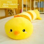 JJ yyds Plush Toys Long Size Animal Throw Pillow Cute Dinosaur Rabbit Chick Long Shape Plush Toy Bed Sleep Pillow Cushion Home Decor Color : Chick Height : 120cm