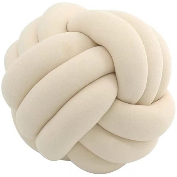 KUCCO Knot Pillow Round Ball Cushion,Household Throw Pillow Modern Home Sofa Decor PillowsIvory 13.8