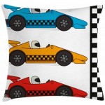 Lunarable Nursery Throw Pillow Cushion Cover Race Cars at Start Line Adrenaline Exotic Sports Championship Theme Decorative Square Accent Pillow Case 18 X 18 Marigold Blue