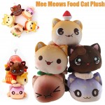 Meemeows Cat Food Plushies 9.8in Plush Food Styling Meow Plush Kawaii Plush Sleeping Cat Pillow Soft and Cute Hamburger Fries Sandwich Donut Cola for Home Sofa Decor Children's Gifts C