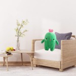 Oumelfs Cactus Stuffed Plush Toy Cute Soft Cactus Plush Pillow with Smile Face for Boys Girls Gifts Office Home Bedroom Decor 35CM
