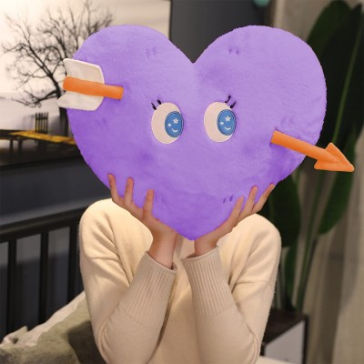 Soft 18.5inch Heart Stuffed Plush Pillow: Cute Decorative Fluffy Purple Heart Shaped Throw Pillow Kawaii Plushie Toy for Bedroom Home Decor Gifts for Girls Kids Birthday,Valentine,Christmas