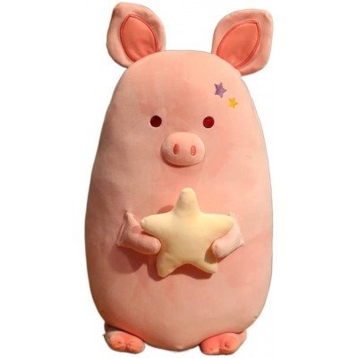 SSxgslbh Fluffy Pig Pillow Stuffed Big Size Pink Pig Soft Doll Pig Plush Toy for Girl Home Decor Birthday Gift for Child Color : Round Eyes Height : 45cm