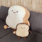 Toast Sliced Bread Pillow,Bread Shape Plush Pillow,Facial Expression Soft Toast Bread Food Sofa Cushion Stuffed Doll Toy for Kids Adults Gift Home Bed Room Decor L