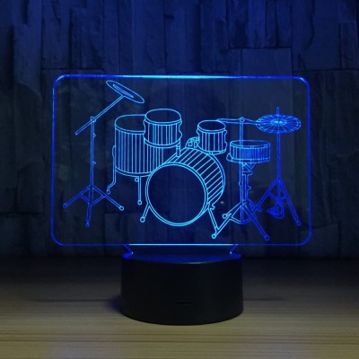 3D Optical Illusion Drum Set Night Light Lamp 7 Color Changeable Toy Drum Kit LED Desk Decoration Lamp Best Gift for for Music Lovers Fans …