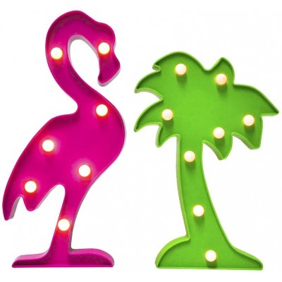 AceList Tropical Luau Party Supplies Flamingos Palm Trees Sign Light for Hawaiian Themed Party Decoration Birthday Bedroom Wall Decor Table Centerpieces