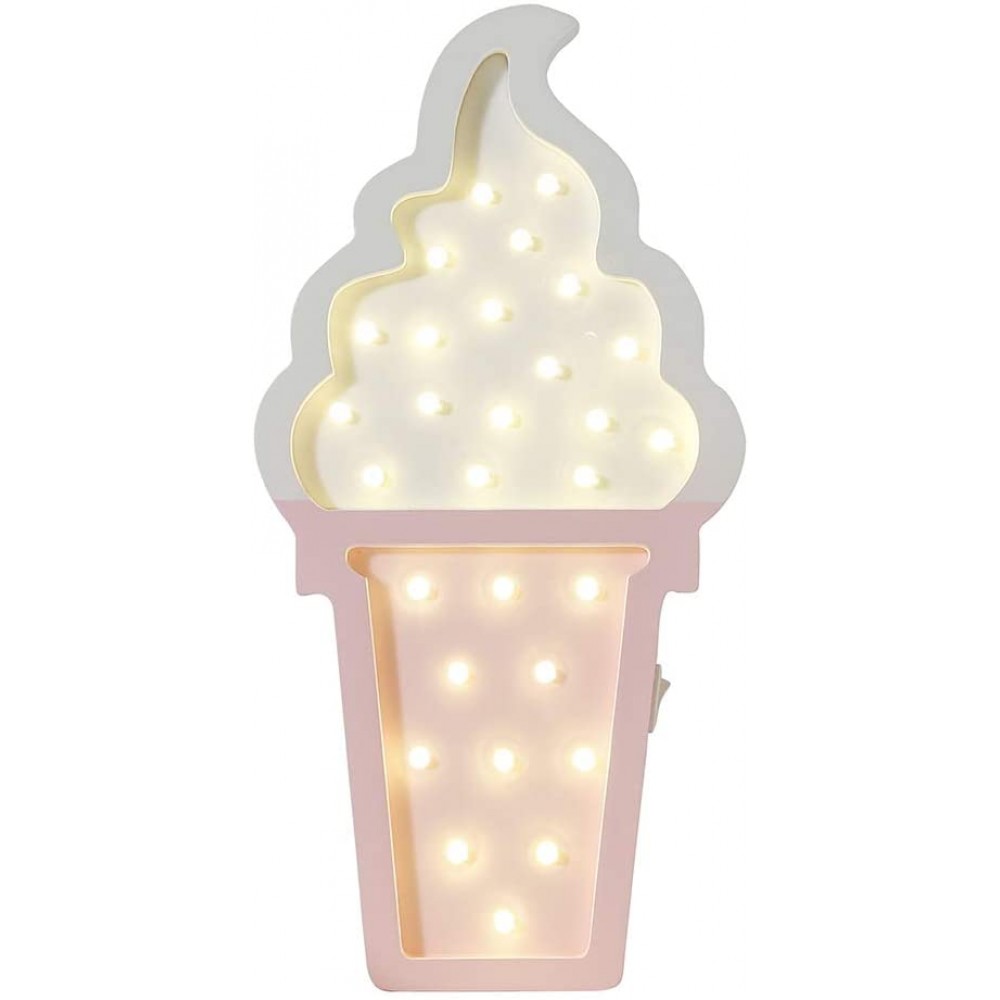 Ice cream Valentine Romance Atmosphere Light Party Wedding Birthday Party Decoration Kids' Room Battery Operated LED Night Lights White and Pink